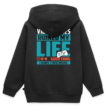Gamer Extra Life - Sweat Premium à capuche zippé enfant bio - noir - Dos - AI Model Kid Male (0cm)