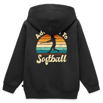 Softball - Kinder Premium Organic Zip Hoodie - Schwarz - Hinten - AI Model Kid Male (0cm)