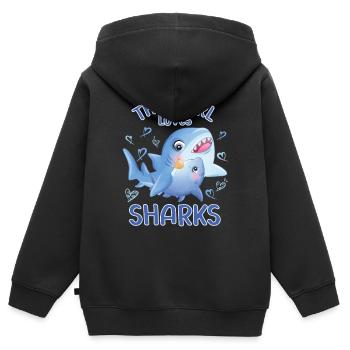 Dieses Maedchen Liebt Haie - Kinder Premium Organic Zip Hoodie - Schwarz - Hinten - AI Model Kid Male (0cm)