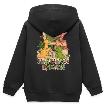 Education Rocks Niedlicher Dino Schule Einschulung - Kinder Premium Organic Zip Hoodie - Schwarz - Hinten - AI Model Kid Male (0cm)