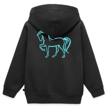 Islandpferde Fohlen Pferde Pferdeliebe Pferdefan - Kinder Premium Organic Zip Hoodie - Schwarz - Hinten - AI Model Kid Male (0cm)