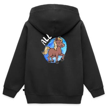 Islandponys Pony Statement Islandpferde Pferdenarr - Kinder Premium Organic Zip Hoodie - Schwarz - Hinten - AI Model Kid Male (0cm)
