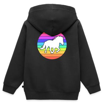 Pferde Pferdenarr Haflinger Galopp Islandpferde - Kinder Premium Organic Zip Hoodie - Schwarz - Hinten - AI Model Kid Male (0cm)