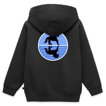 Cool Haflinger Pferde Islandpferde Pferdenarr - Kinder Premium Organic Zip Hoodie - Schwarz - Hinten - AI Model Kid Male (0cm)