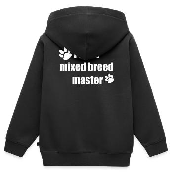 herrchensprüche, Proud Mixed Breed Master - Kinder Premium Organic Zip Hoodie - Schwarz - Hinten - AI Model Kid Male (0cm)