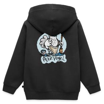 Mein Putzvogel - Kinder Premium Organic Zip Hoodie - Schwarz - Hinten - AI Model Kid Male (0cm)