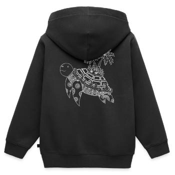 Schildkröte mit Insel auf dem Rücken - grau - Kinder Premium Organic Zip Hoodie - Schwarz - Hinten - AI Model Kid Male (0cm)