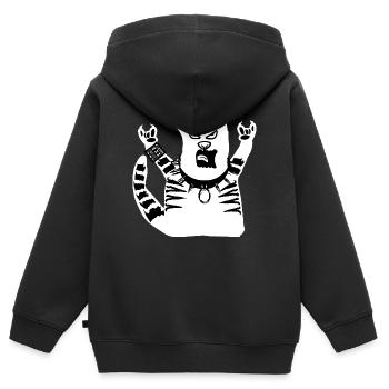 Böse Katze  - Kinder Premium Organic Zip Hoodie - Schwarz - Hinten - AI Model Kid Male (0cm)