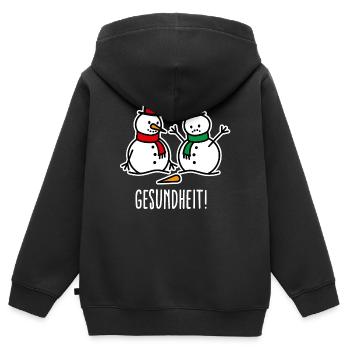 Gesundheit! lustige Schneemann Cartoon Weihnachten - Kinder Premium Organic Zip Hoodie - Schwarz - Hinten - AI Model Kid Male (0cm)