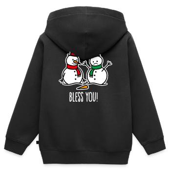 Gesundheit lustige Schneemann Cartoon Weihnachten - Kinder Premium Organic Zip Hoodie - Schwarz - Hinten - AI Model Kid Male (0cm)