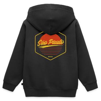 São Paulo Retro Sonnenuntergang - Kinder Premium Organic Zip Hoodie - Schwarz - Hinten - AI Model Kid Male (0cm)