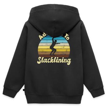 Slackline Slacken Slacklining - Sweat Premium à capuche zippé enfant bio - noir - Dos - AI Model Kid Male (0cm)