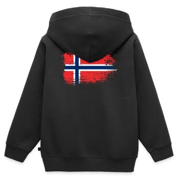 Norwegische Flagge Grunge Textur - Kinder Premium Organic Zip Hoodie - Schwarz - Hinten - AI Model Kid Male (0cm)