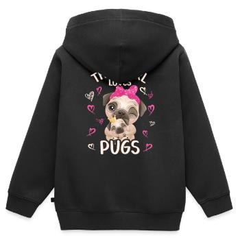 Dieses Maedchen Liebt Möpse - Kinder Premium Organic Zip Hoodie - Schwarz - Hinten - AI Model Kid Male (0cm)