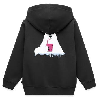 Ours du réchauffement climatique | Satire sur l’écologie arctique - Sweat Premium à capuche zippé enfant bio - noir - Dos - AI Model Kid Male (0cm)