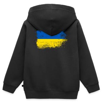 Drapeau Coup de pinceau Ukraine - Sweat Premium à capuche zippé enfant bio - noir - Dos - AI Model Kid Male (0cm)
