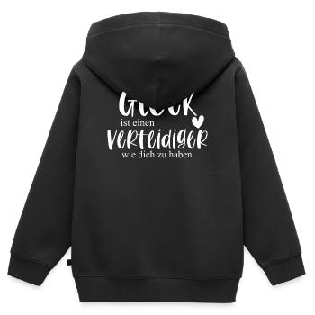 Fußball Verteidiger Sport Fußballspieler Geschenk - Kinder Premium Organic Zip Hoodie - Schwarz - Hinten - AI Model Kid Male (0cm)