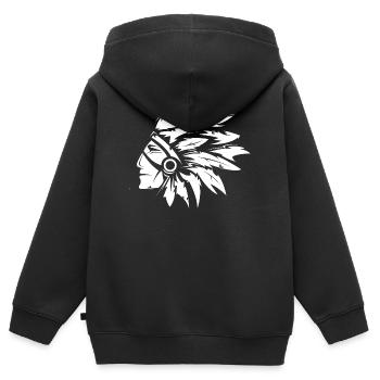 Chef indien Illustration Art graphique - Sweat Premium à capuche zippé enfant bio - noir - Dos - AI Model Kid Male (0cm)