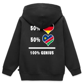 Allemagne et Namibie 100% Ingénieux / Cadeau - Sweat Premium à capuche zippé enfant bio - noir - Dos - AI Model Kid Male (0cm)