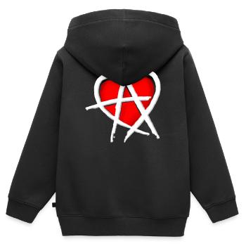 Anarchy & Love - Kids Premium Organic Zip-up Hoodie - black - Back - AI Model Kid Male (0cm)