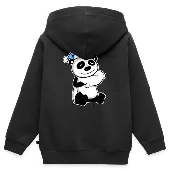 Panda Baby - Kinder Premium Organic Zip Hoodie - Schwarz - Hinten - AI Model Kid Male (0cm)
