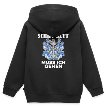 Schiff Schifffahrt - Kinder Premium Organic Zip Hoodie - Schwarz - Hinten - AI Model Kid Male (0cm)