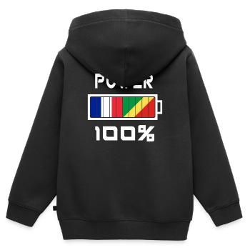 Frankreich und Kongo ernähren sich zu 100% - Kinder Premium Organic Zip Hoodie - Schwarz - Hinten - AI Model Kid Male (0cm)
