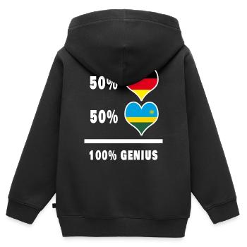 Allemagne et Rwanda 100% Brillant / Cadeau - Sweat Premium à capuche zippé enfant bio - noir - Dos - AI Model Kid Male (0cm)