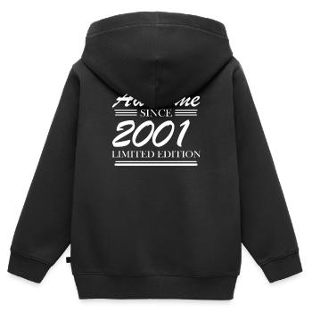 2001 - Jahrgang 2001 - Fantastisch seit 2001 - Kinder Premium Organic Zip Hoodie - Schwarz - Hinten - AI Model Kid Male (0cm)