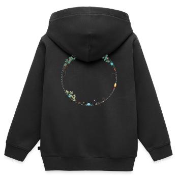 cadre délicat fait de symboles ethno - Sweat Premium à capuche zippé enfant bio - noir - Dos - AI Model Kid Male (0cm)