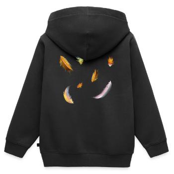 zarte kunterbunte Federn Symbol der Leichtigkeit - Kinder Premium Organic Zip Hoodie - Schwarz - Hinten - AI Model Kid Male (0cm)