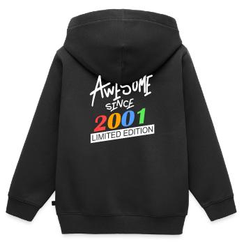 2001 - Jahrgang 2001 - Fantastisch seit 2001 - Kinder Premium Organic Zip Hoodie - Schwarz - Hinten - AI Model Kid Male (0cm)