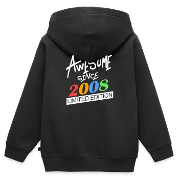 2008 - Jahrgang 2008 - Fantastisch seit 2008 - Kinder Premium Organic Zip Hoodie - Schwarz - Hinten - AI Model Kid Male (0cm)