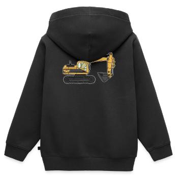 Excavatrice, chantier - Sweat Premium à capuche zippé enfant bio - noir - Dos - AI Model Kid Male (0cm)