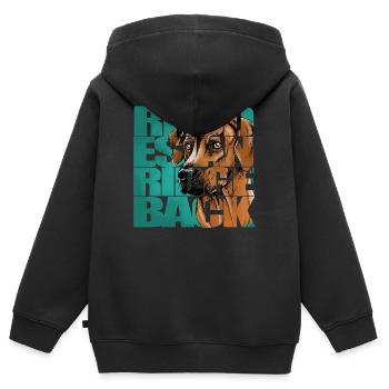 Rhodesian Ridgeback - Sweat Premium à capuche zippé enfant bio - noir - Dos - AI Model Kid Male (0cm)