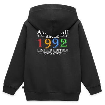 1992 - Jahrgang 1992 - Fantastisch seit 1992 - Kinder Premium Organic Zip Hoodie - Schwarz - Hinten - AI Model Kid Male (0cm)