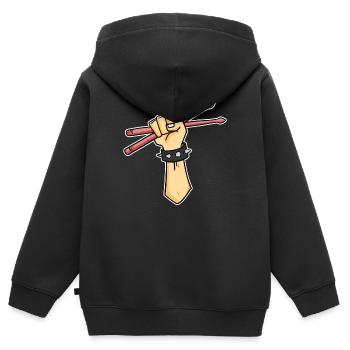 Drummer Schlagzeuger Drummer Sticks - Kinder Premium Organic Zip Hoodie - Schwarz - Hinten - AI Model Kid Male (0cm)
