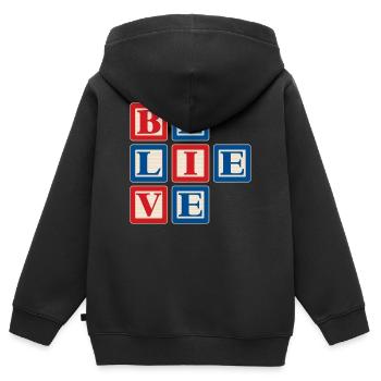 Croire 2 - Sweat Premium à capuche zippé enfant bio - noir - Dos - AI Model Kid Male (0cm)