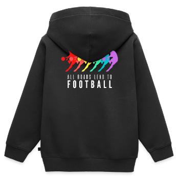 All Roads Lead to Football - Sweat Premium à capuche zippé enfant bio - noir - Dos - AI Model Kid Male (0cm)