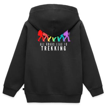 All Roads Lead to Trekking - Sweat Premium à capuche zippé enfant bio - noir - Dos - AI Model Kid Male (0cm)