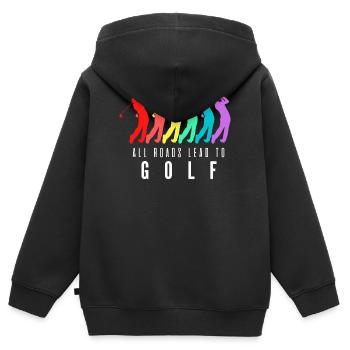 All Roads Lead to Golf - Sweat Premium à capuche zippé enfant bio - noir - Dos - AI Model Kid Male (0cm)