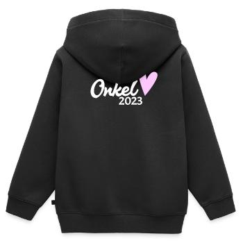 Onkel 2023 - Du wirst Onkel - Kinder Premium Organic Zip Hoodie - Schwarz - Hinten - AI Model Kid Male (0cm)