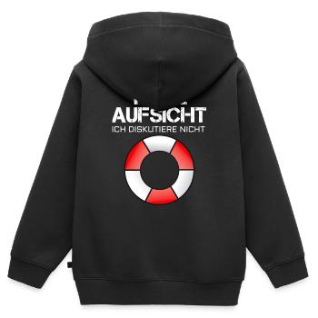 Bafemeister Pool Aufsicht - Ich diskutiere nicht! - Kinder Premium Organic Zip Hoodie - Schwarz - Hinten - AI Model Kid Male (0cm)