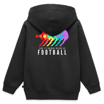 Tous les Chemins Mènent au Football - Sweat Premium à capuche zippé enfant bio - noir - Dos - AI Model Kid Male (0cm)