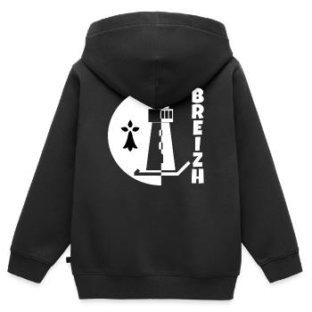 Bretagne, Breizh, celte - Sweat Premium à capuche zippé enfant bio - noir - Dos - AI Model Kid Male (0cm)