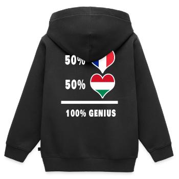 France et Hongrie Ingénieux / Cadeau - Sweat Premium à capuche zippé enfant bio - noir - Dos - AI Model Kid Male (0cm)