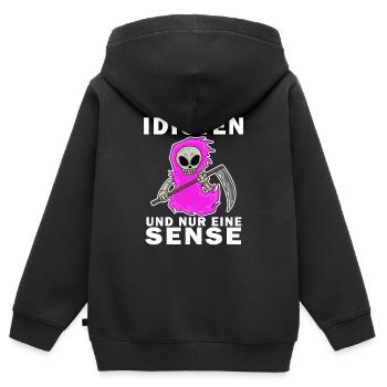 Sensenmann Damen Sarkastisch Provokation - Kinder Premium Organic Zip Hoodie - Schwarz - Hinten - AI Model Kid Male (0cm)