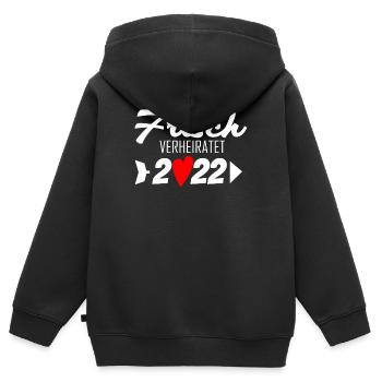 Frisch verheiratet 2022 - Kinder Premium Organic Zip Hoodie - Schwarz - Hinten - AI Model Kid Male (0cm)