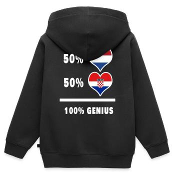 Croatie et Pays-Bas Genial / Cadeau - Sweat Premium à capuche zippé enfant bio - noir - Dos - AI Model Kid Male (0cm)