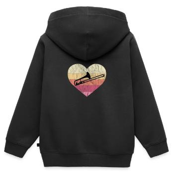 Posaunist liebt Posaune spielen - Kinder Premium Organic Zip Hoodie - Schwarz - Hinten - AI Model Kid Male (0cm)